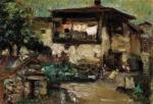 "figure Nel Cortile" 1927 by Giulio Romano Vercelli
