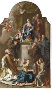 The Holy Family with Saints a ricordo by Francesco Fontebasso