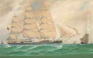 The British full-rigger Wiltshire and other shipping at sea