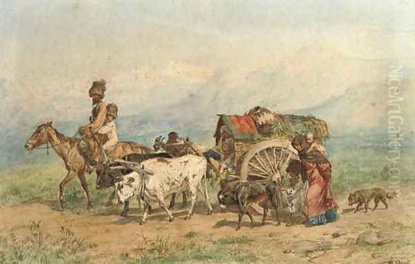 Travellers in a Caucasian landscape - view 1