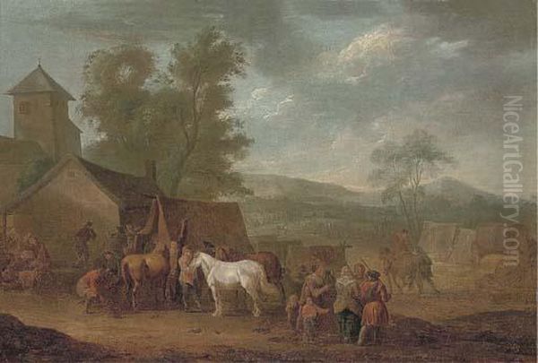 A Wooded Landscape With Horses - view 1