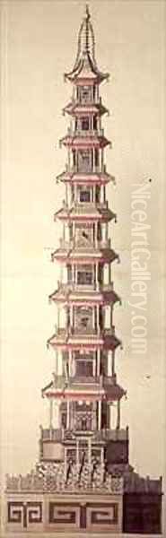 Design for a fountain pagoda - view 1