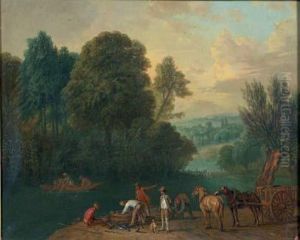 Pecheurs Au Bord De La Riviere.