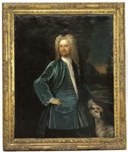Portrait Of Ezekiel Wallis,
Three-quarter-length, In A Blue Coatand Waistcoat, A Dog By His Side by Johannes or Jan Verelst