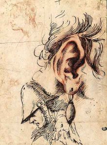 Study of an Ear with an Earring and three Studies of Heads by Aniello Falcone
