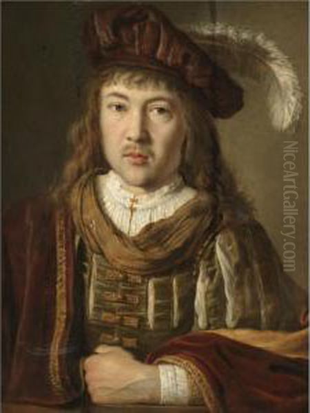 A Portrait Of A Young Man In A Velvet Coat And Plumed Hat - view 1