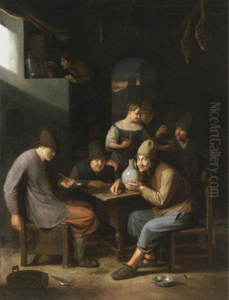 Peasants Smoking And Drinking In An Inn - view 1