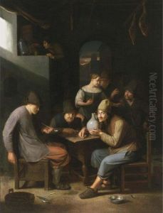 Peasants Smoking And Drinking In An Inn by Pieter Harmensz Verelst