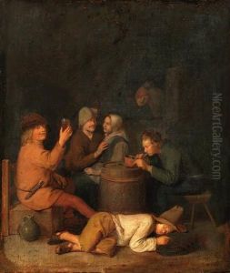 Boors Drinking And Smoking In An Interior