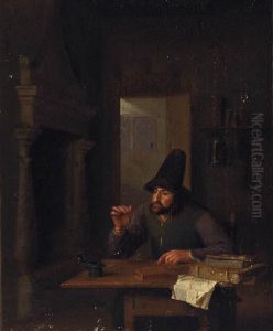 A Man Weighing Gold In An Interior by Pieter Harmensz Verelst