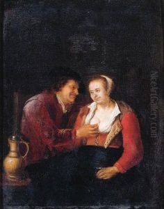 A Vanitas: A Boor Courting A Maid In A Tavern, Surprised Bydeath