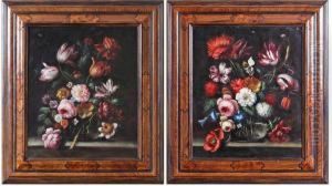 Nature Morte Au Bouquet De Fleurs Sur Un Entablement by Simon Pietersz. Verelst