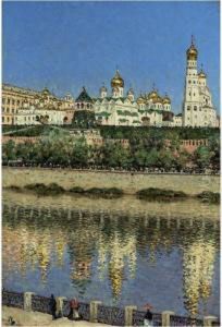 View Of The Kremlin From The Right Bank Of The Moscow River by Vasili Vasilyevich Vereshchagin