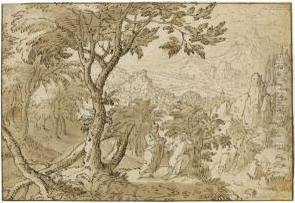The Temptation Of Christ In The Wilderness by Tobias van Haecht (see Verhaecht)