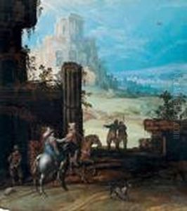Paesaggio Con Cavalieri E Rovine by Tobias van Haecht (see Verhaecht)