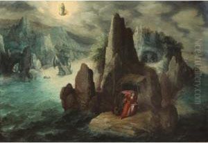 Saint John On The Island Of Patmos by Tobias van Haecht (see Verhaecht)