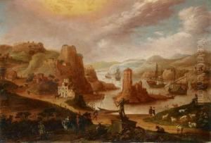 Sudliche Flusslandschaft Mit Merkurstatue