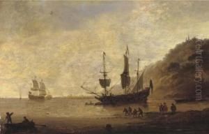 A Man-o'-war At Anchor Before A
Hilly Coast With Figures In The Foreground And Shipping Beyond A Man-o'-war At Anchor Before A
Hilly Coast With Figures In The Foreground And Shipping Beyond