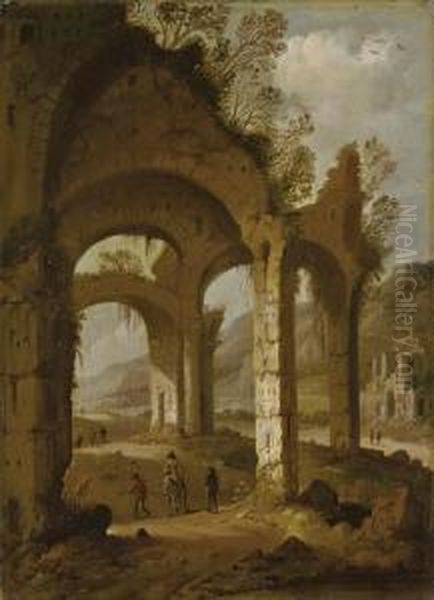 Classical Ruins With Travelers - view 1