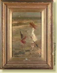 Fillette Jouant A La Plage by Jan Francios Verhas