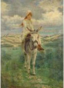 Jeune Fille Sur Un Ane by Jan Francios Verhas
