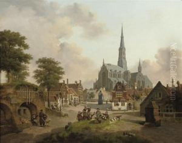 Playing Cards In A Dutch Town - view 1
