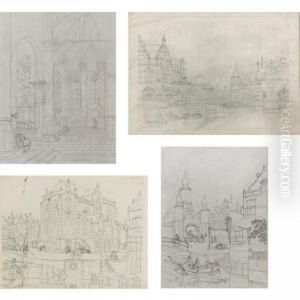 Six Imaginary Dutch Townscapes, And The Interior Of A Church