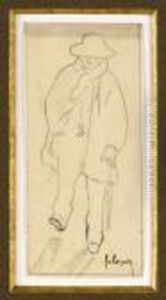 " Cazals (frederic-auguste).
Superbeportrait De Verlaine En Pied Execute Par F. A. Cazals Au Crayon
Eten Par Tie Au Calque (132 X 61 Mm) Sur Papier A Report. Signe Al'encre
Brune En Bas A Droite. Il Montre Le Grand Poete Vu De Faceavec Son
Chapeau by Paul Verlaine