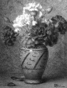 A still life with coronations in a vase by Ernest Filliard