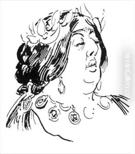 Portrait of Jane Francesca Agnes Wilde as Madame de Recamier by Harry Furniss
