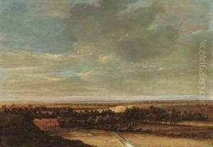 An Extensive Dune Landscape With A Farmhouse And A Bleachingground by Jan Wijnants