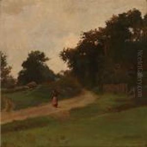 Landscape With An Old Lady Carrying Firewood