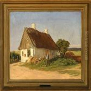 Man At A Thatched House by Gustav Vermehren