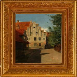 Street Scene From A Danish Market Town by Gustav Vermehren