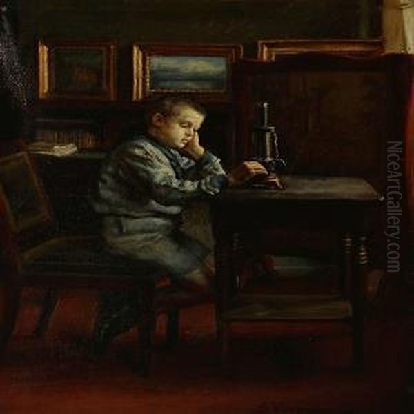 Interior With A Boywho Plays With His Steam Engine - view 1