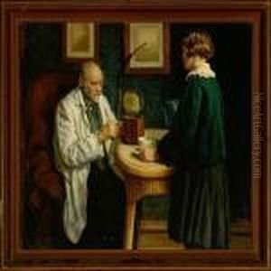 Ung Pige Skaenker Kaffe For En AEldre Mand by Sophus Vermehren