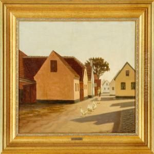 A Woman Watching The Geese In Dragor
