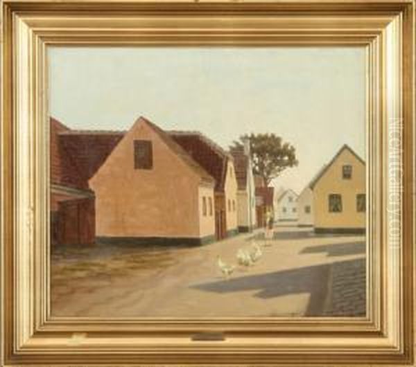 Village With Girl And Geese - view 1