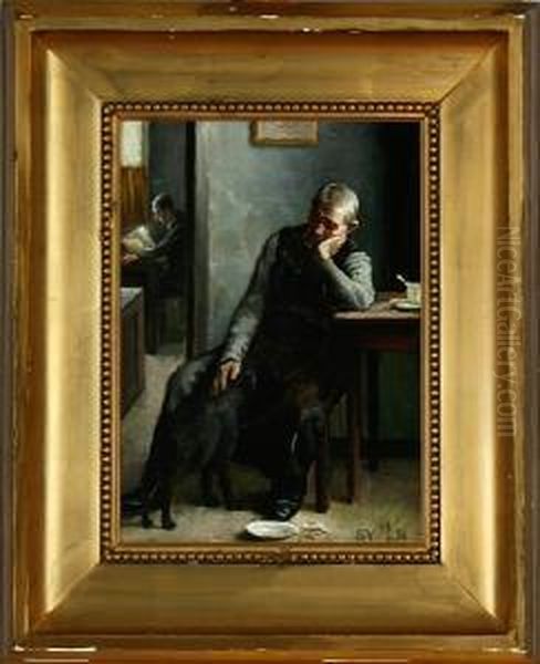 An Interior With A Man And His Dog - view 1