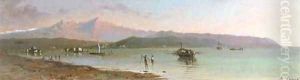 Fishermen in a Mediterranean bay by Andrea Fossati