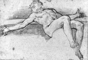 A Spawling Nude For A Last Judgement by Ferrau Fenzoni