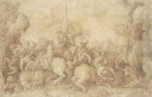 A cavalry battle by Ferrau Fenzoni