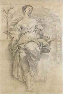 An allegory of Innocence holding a lamp and a lily