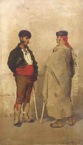 Spanish herdsmen conversing - view 1
