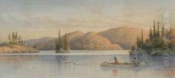 Indians In A Canoe, Lake Of The Woods - view 1