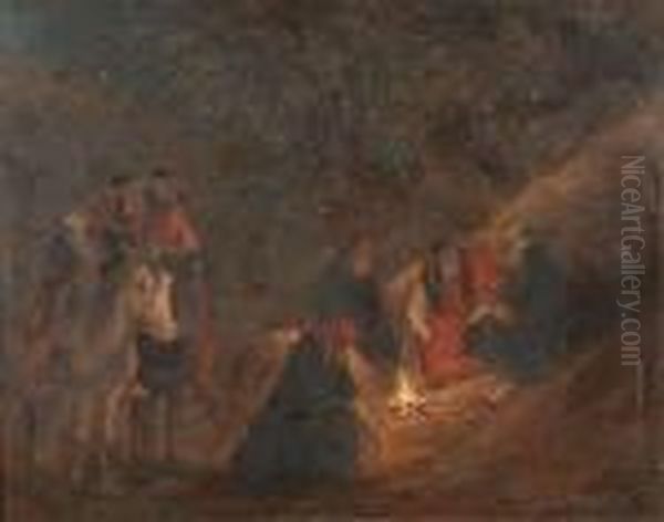 Indians Near The Campfire - view 1