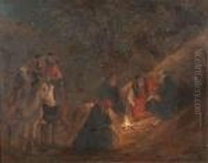 Indians Near The Campfire