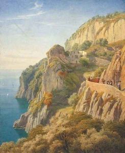 Figures on a Coastal Path in Amalfi