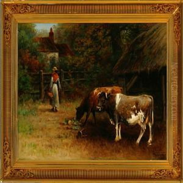 Two Cows At A Cattle Shed - view 1