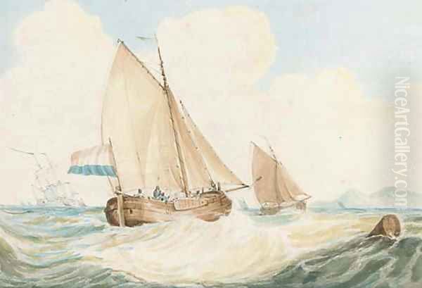 A Dutch kaag in heavy weather - view 1
